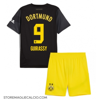 Borussia Dortmund Serhou Guirassy #9 Maglia Gara Trasferta Repliche 2024-25 Bambino Maniche Corte